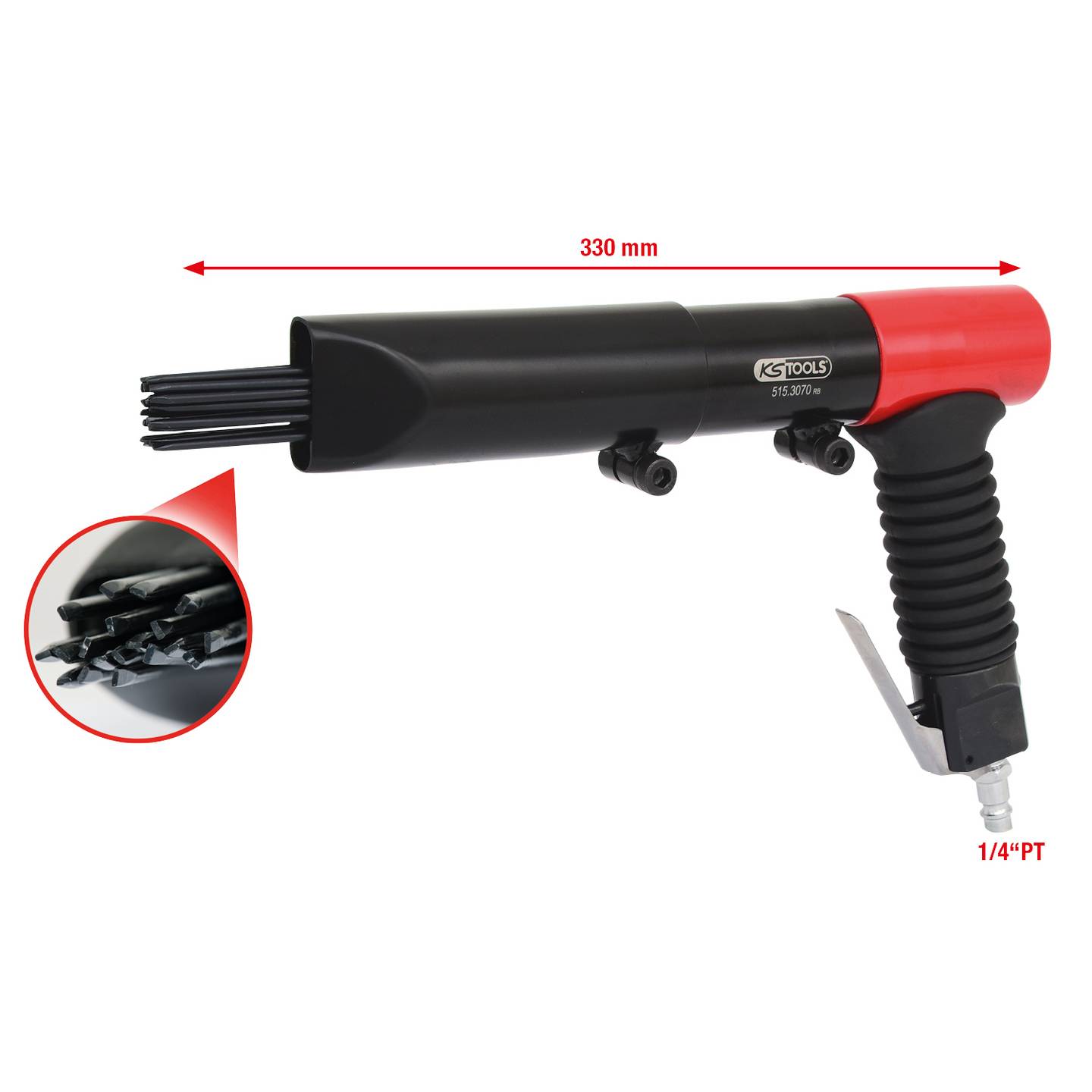 KS Tools Druckluft-Nadelentroster 1/4" 19 Nadeln Handwerkzeug 330mm 2600g - 4042146257630