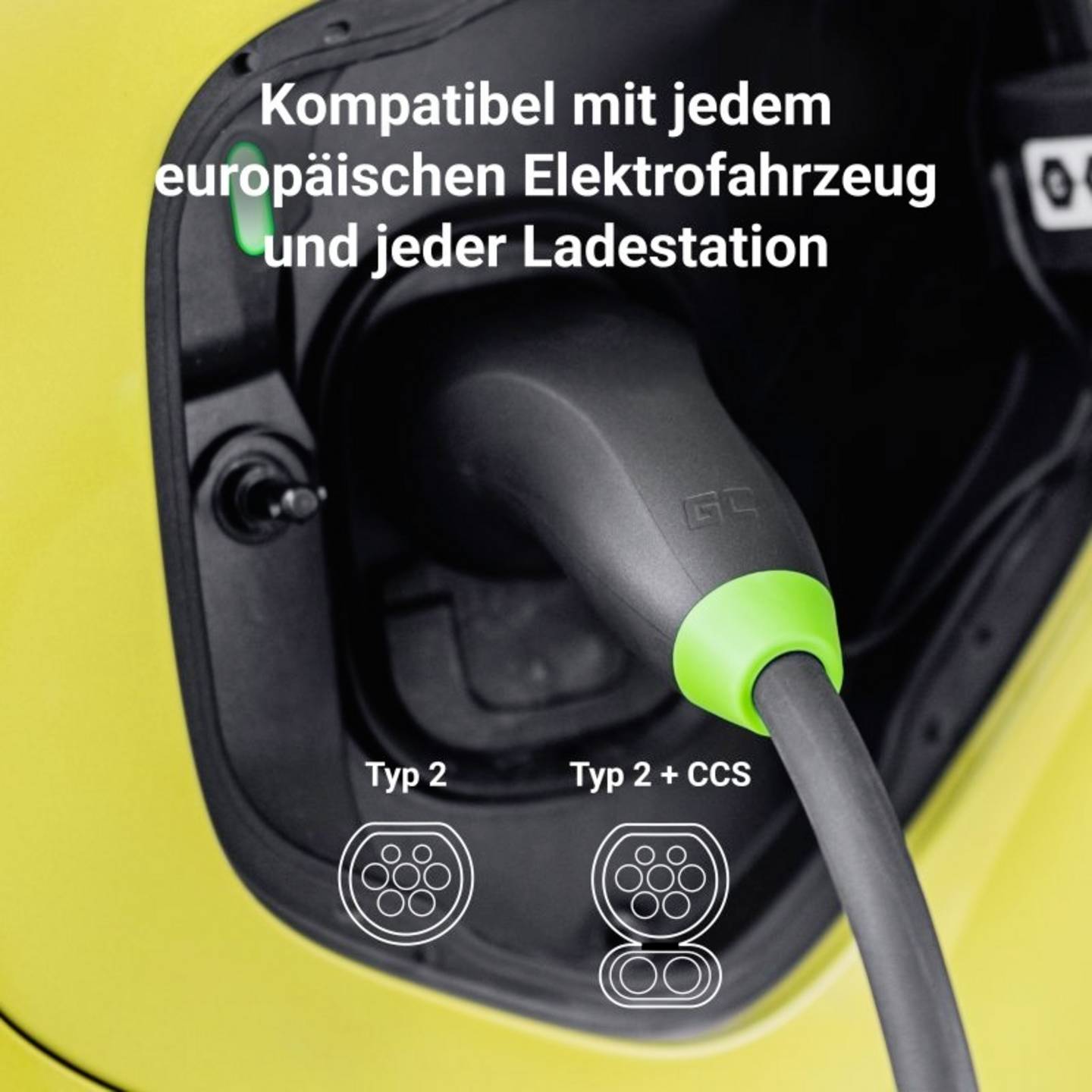 Green Cell eMobility Ladekabel GC Snap Typ 2 5m wasserdicht 16A IP54 11kW - 5904326370357