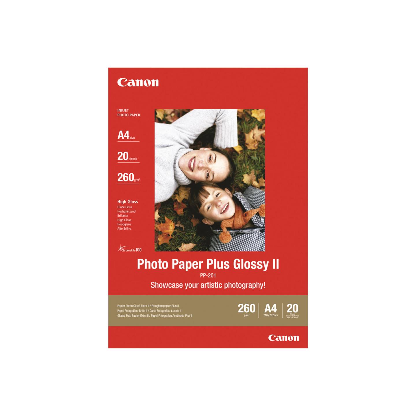 Canon Fotopapier Plus Glossy II PP-201 20 Blatt Fotopapier für Drucker A4 - 4960999978215
