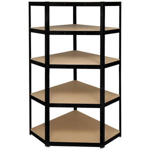 B-Ware Toolcraft Lagerregal-Eckmodul Metall schwarz 70x70cm 5 Böden 175kg belastbar