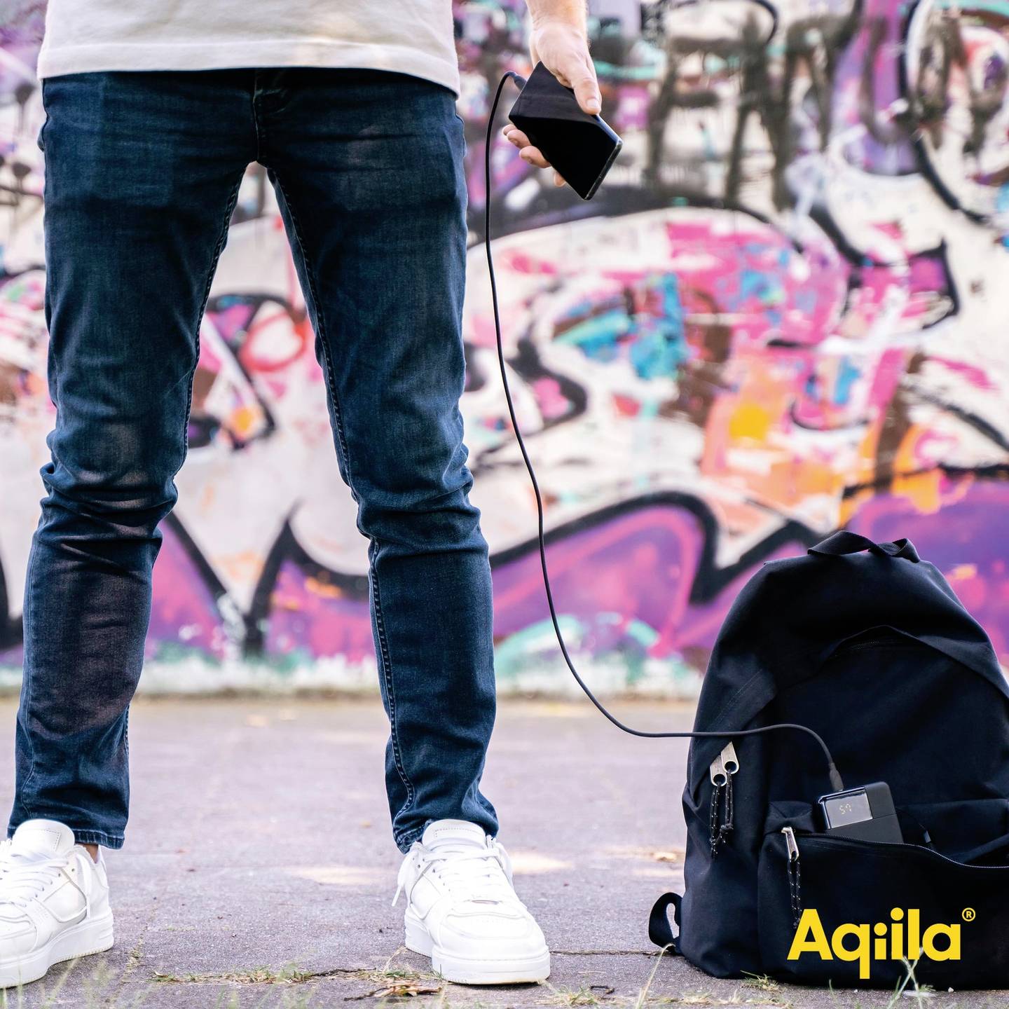 Aqiila Powerbank 20000 mAh LiPo Akku Ladegerät USB-A USB-C schwarz tragbar 3A - 8716778931966