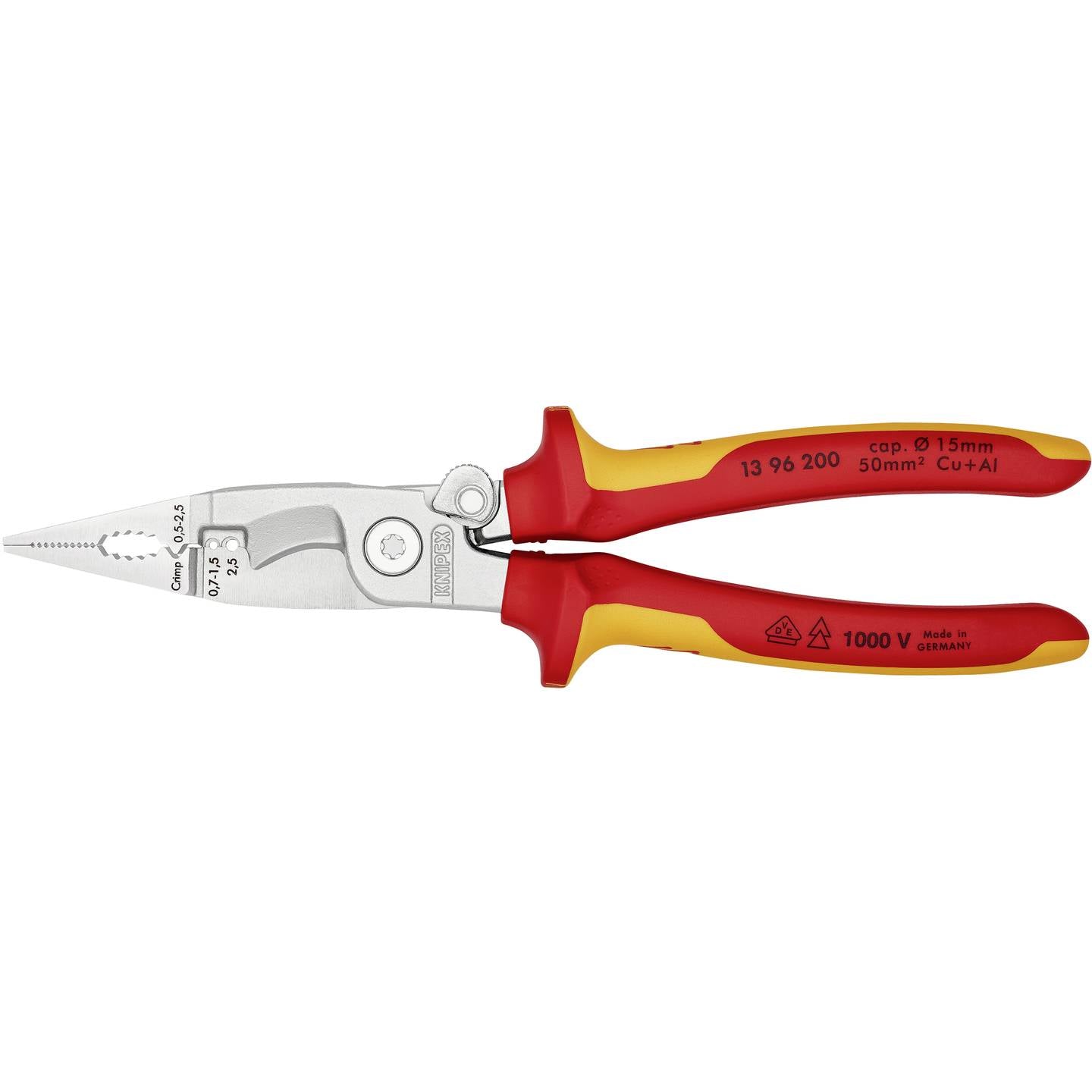 Knipex Multifunktionszange Zange Aderendhülsen Crimpen 50mm² 15mm max 200mm - 4003773075110