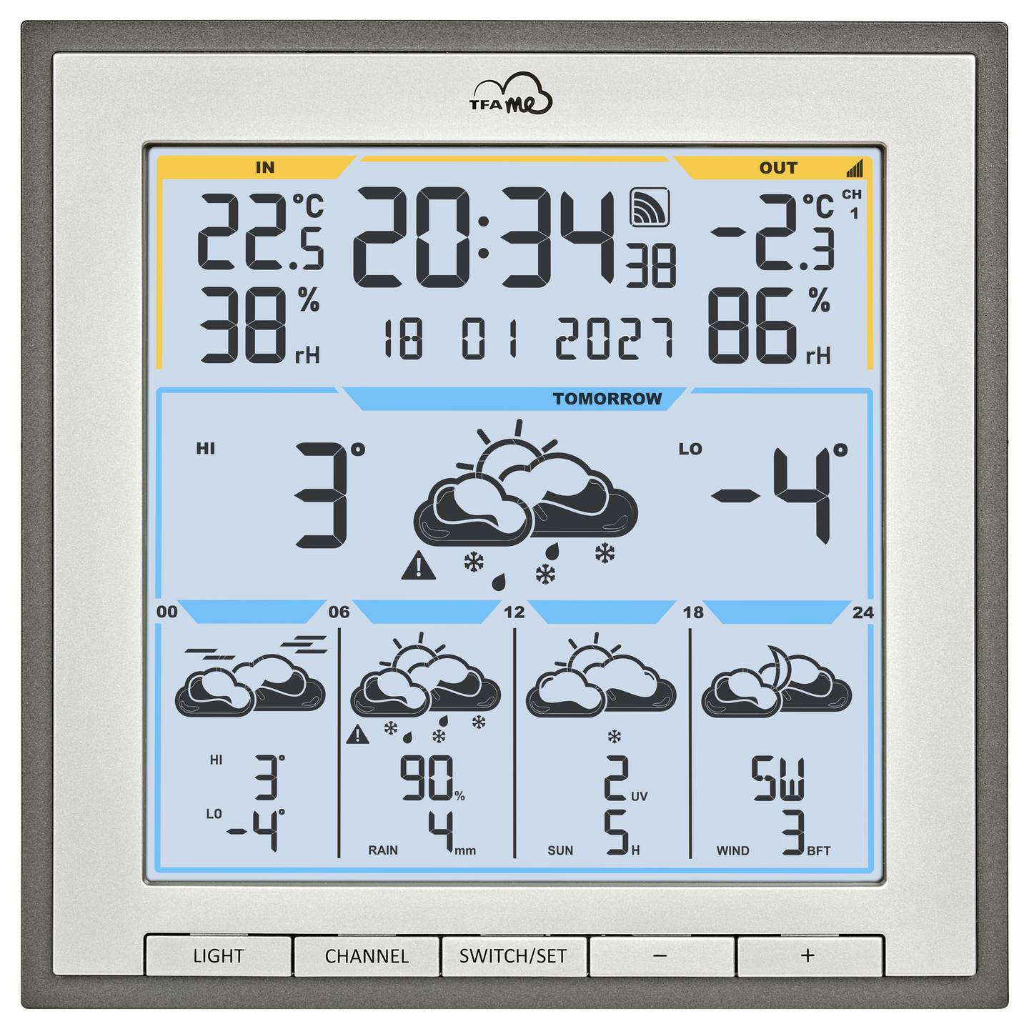 TFA Dostmann WLAN-Wetterstation TFA.me ID-08 5 Tage Vorhersage max 50 Sensoren - 4009816044129
