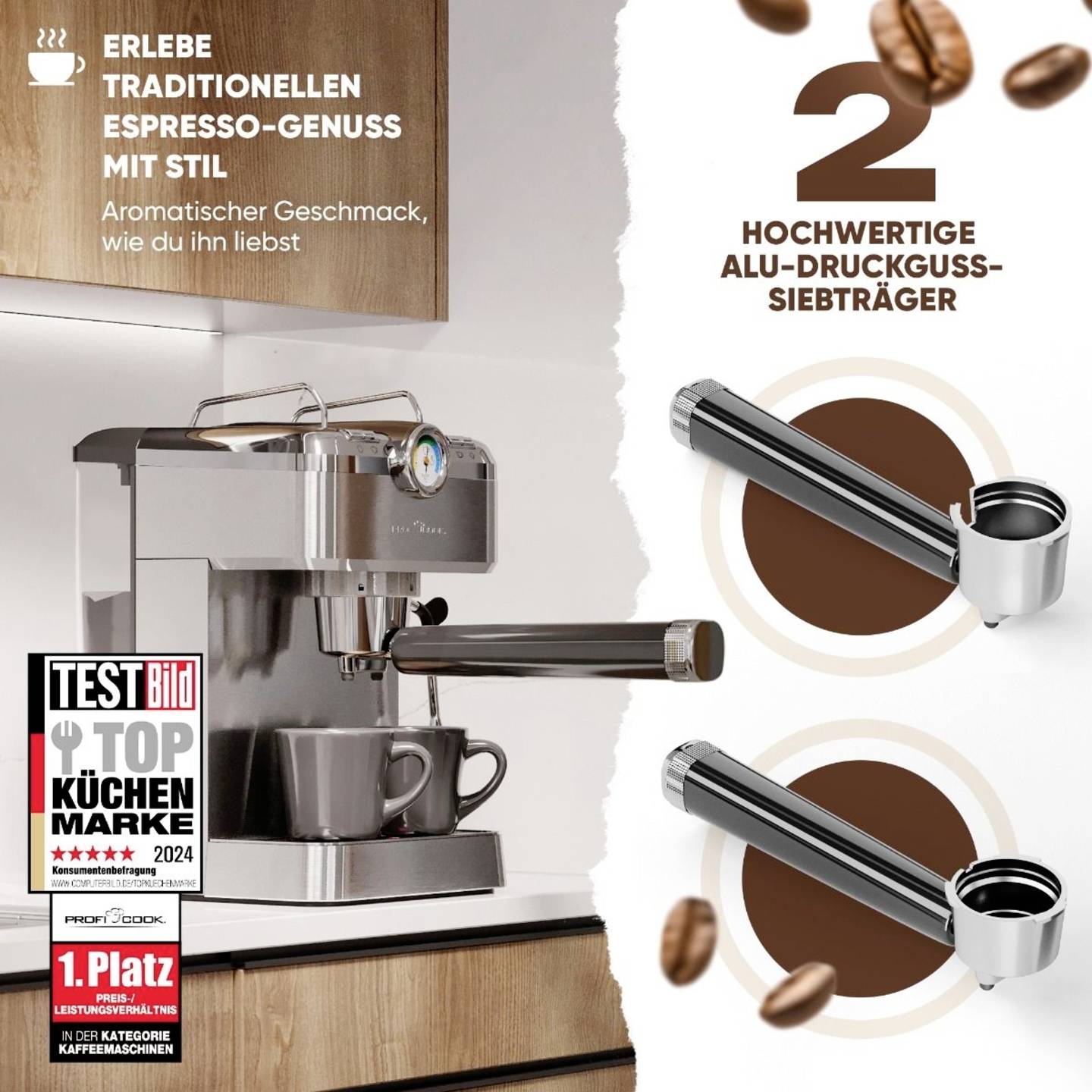 Profi Cook PC-ES KA 1267 INOX Espressomaschine Kaffeeautomat Edelstahl Kaffee - 4006160012675