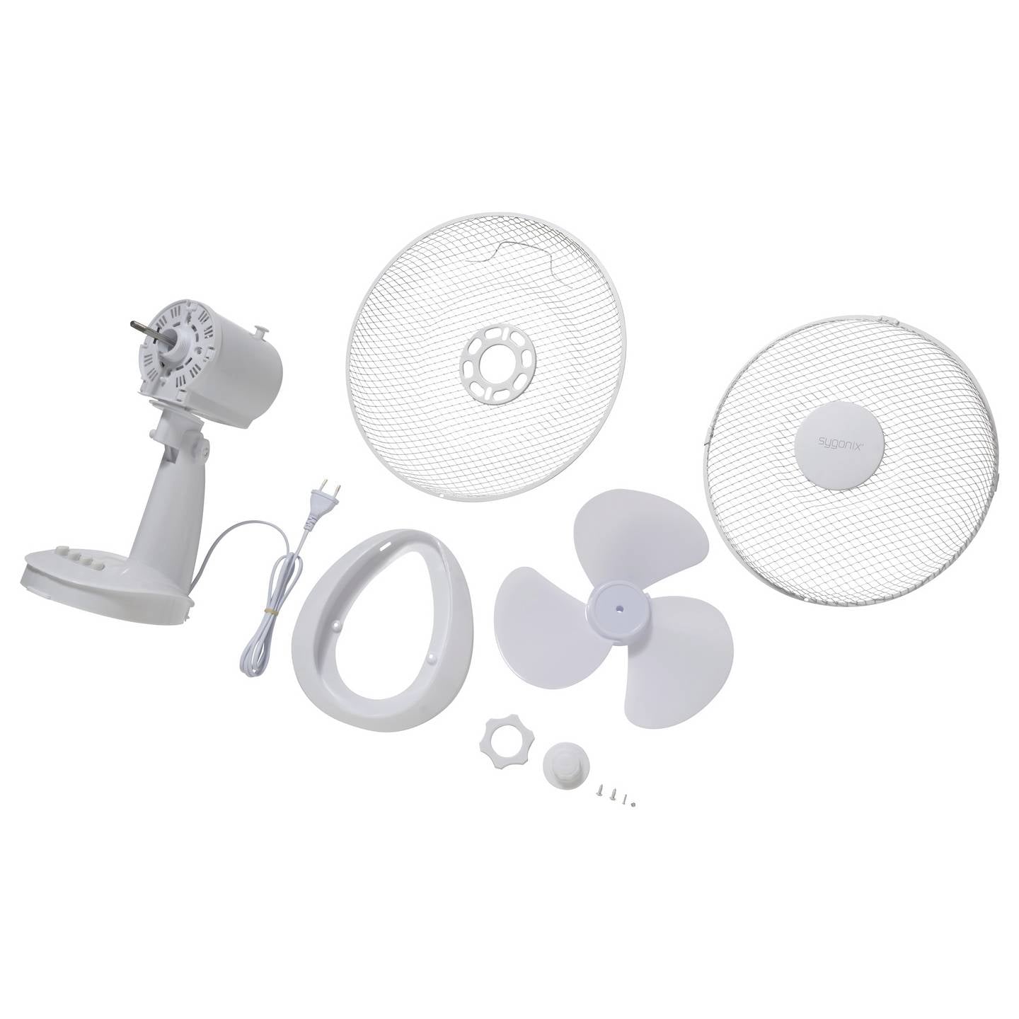 Sygonix Tischventilator 40W 3 Geschwindigkeitsstufen 85° Schwenkbereich Weiß - 4064161342573