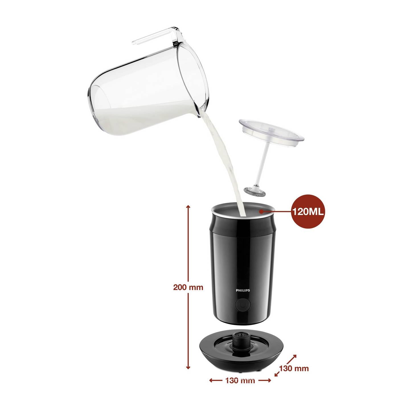 Philips Home Milchaufschäumer Milchaufschäumer CA6500/63 500W schwarz 120ml - 8720389007613