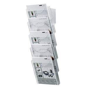 B-Ware Helit Prospekthalter Wandmontage H6103102 DIN A4 5 Fächer glasklar 241x578mm