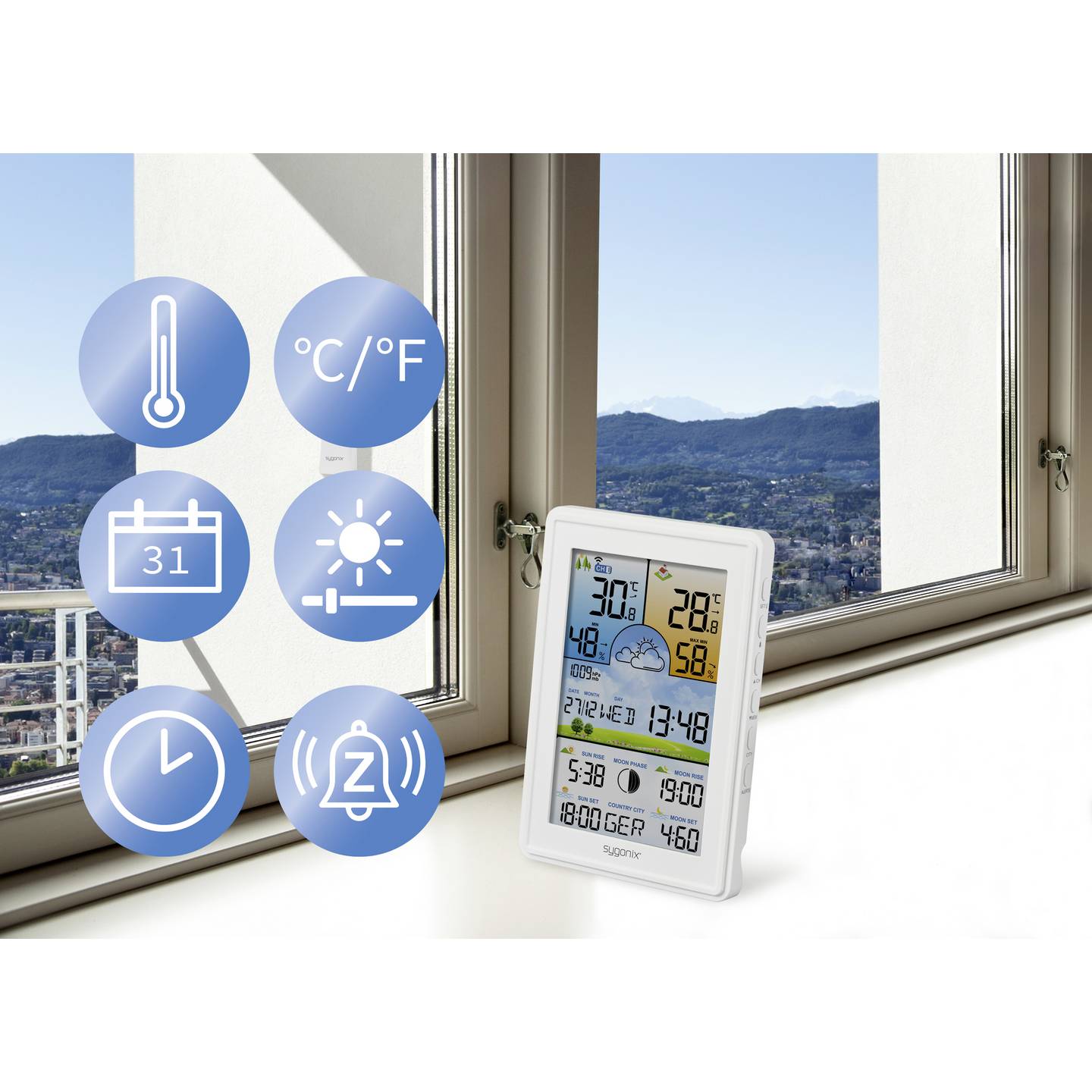 Sygonix SY-5509564 Digitale-Wetterstation Vorhersage Wettervorhersage Wetter - 4064161244341