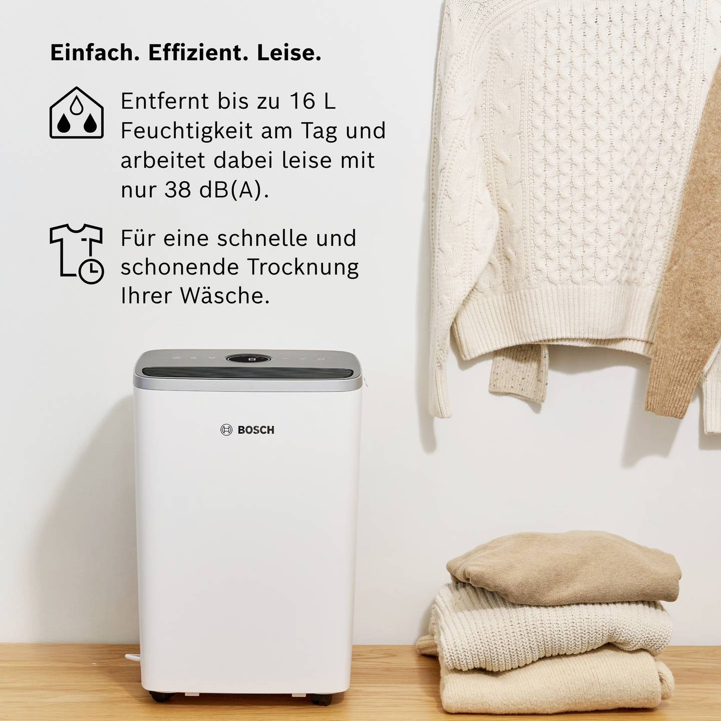 Bosch Luftentfeuchter Dry 4000 Heizgerät Handtuchheizkörper 2,5l 75m² 40dB weiß - 4069143047774