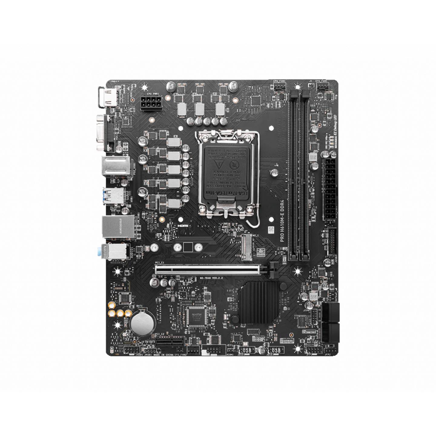 MSI PRO H610M-E Mainboard mATX Intel H610 DDR4 3200MHz 4xSATA HDMI 7.1 Sound - 4711377002660