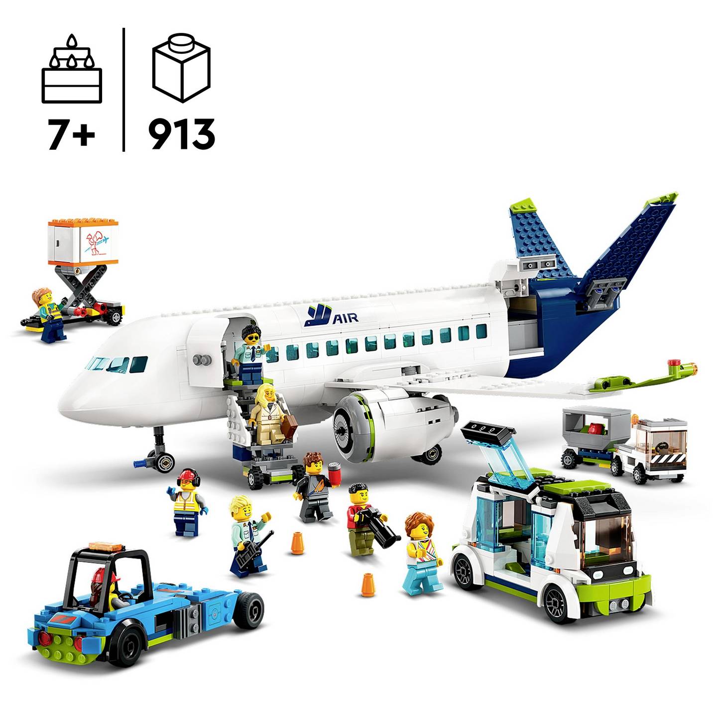 LEGO CITY Passagierflugzeug Modell 60367 Konstruktionsspielzeug 913 Teile 19cm - 5702017416274