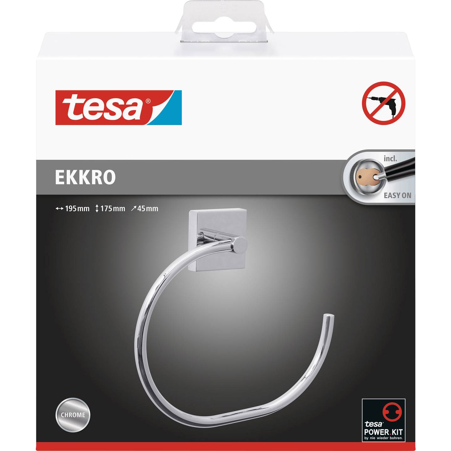 Tesa Handtuchring Metall Klebstoff Chrom Badezimmer Handtuchhalter elegant 78 - 4042448447494