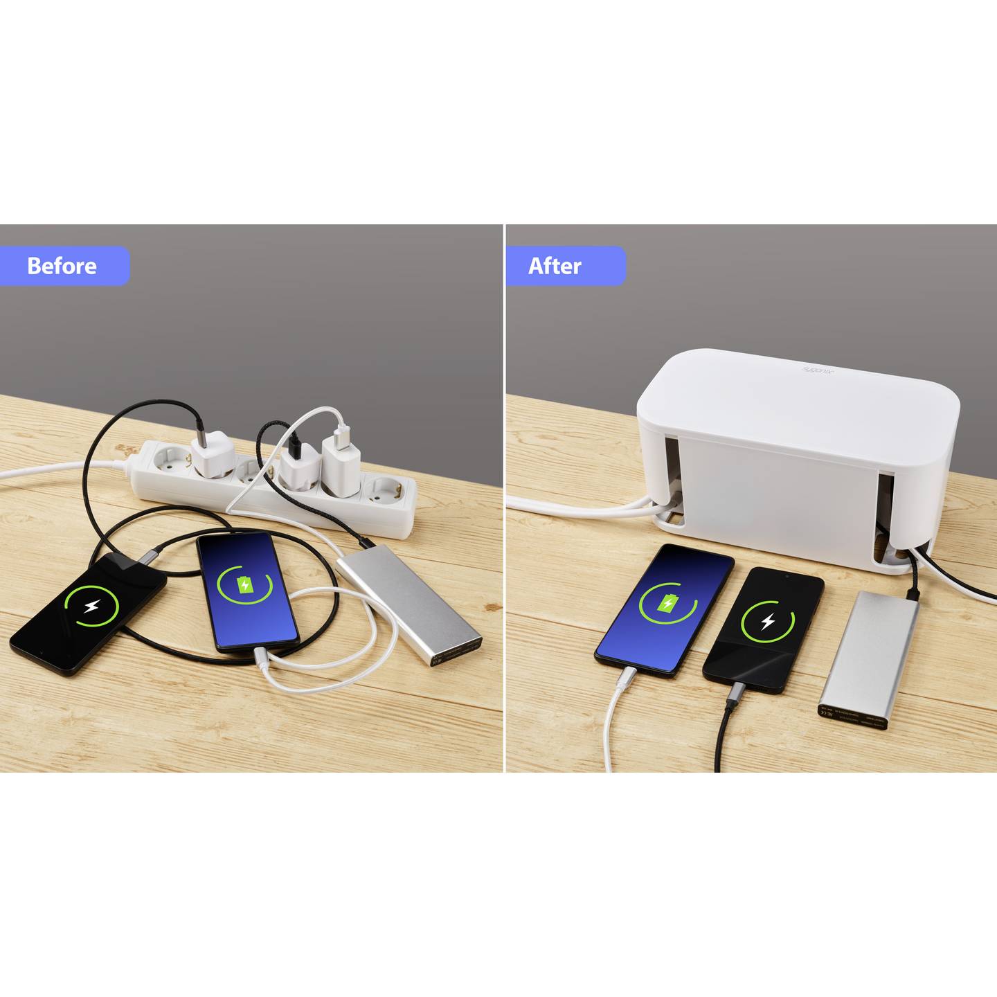 Sygonix Steckerbox Steckdosenleiste 5-fach USB Schutzkontakt Kabelmanagement - 4064161319506