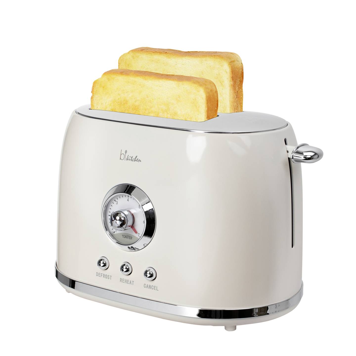 BiKitchen Toaster Toastautomat 800W cremeweiß glänzend Brotröster Küchenhelfer - 9004489229175