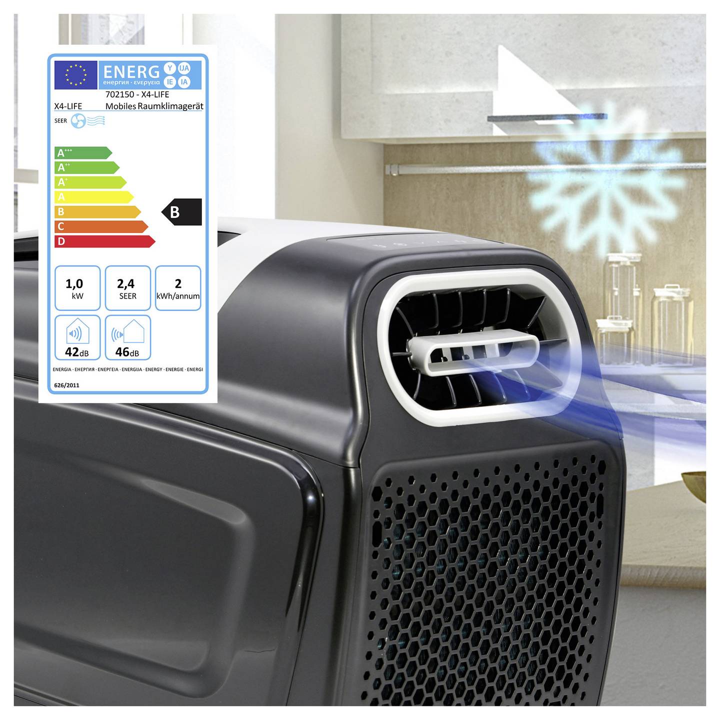 X4-Life mobiles Klimagerät Klimaanlage 1000W Handtuchheizkörper schwarz grau 6m² - 4250679510256