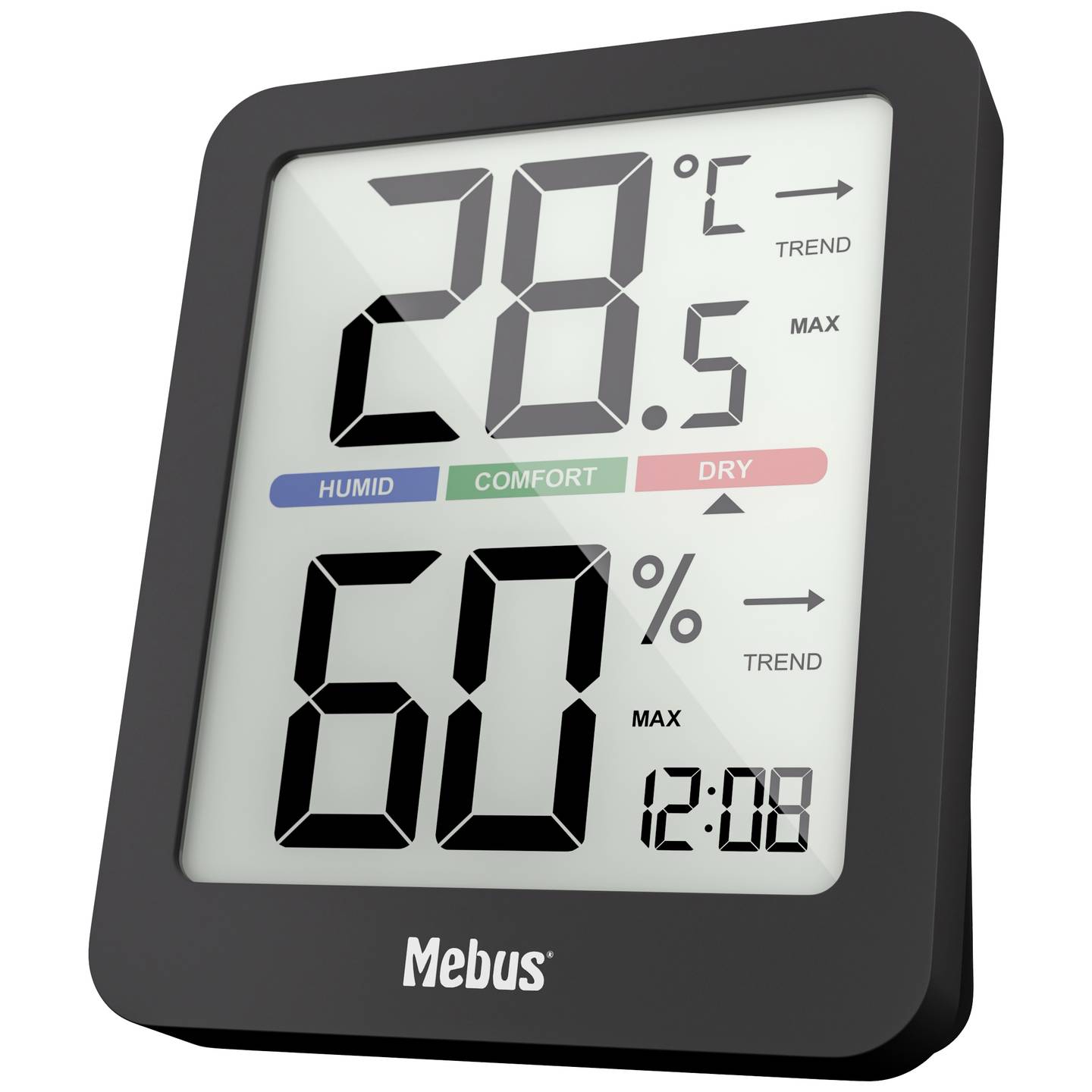 Mebus Funk-Thermo-/Hygrometer 11115 Hygrometer Thermometer digital schwarz 80mm - 4007218111159