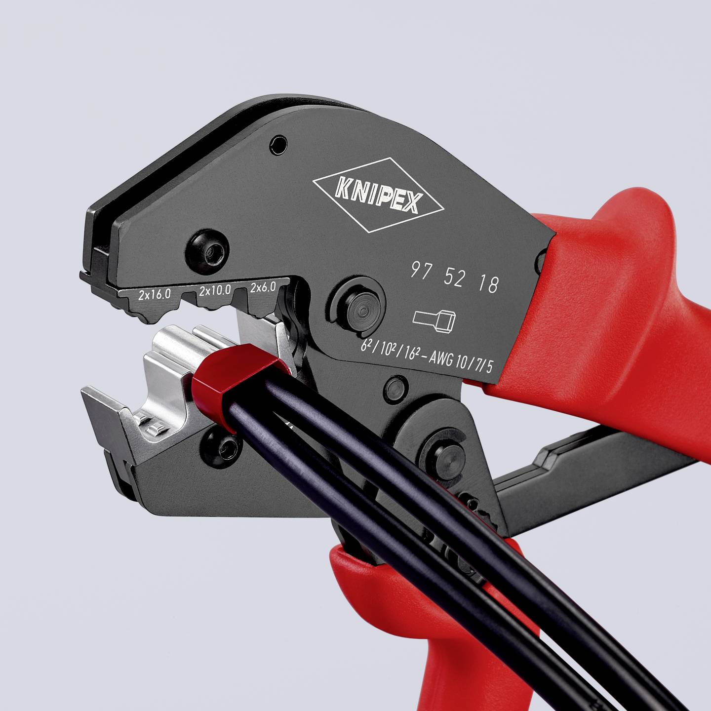 Knipex Crimpzange Zwillings-Aderendhülsen 2x6 2x10 2x16 mm² 250mm 571g - 4003773026839