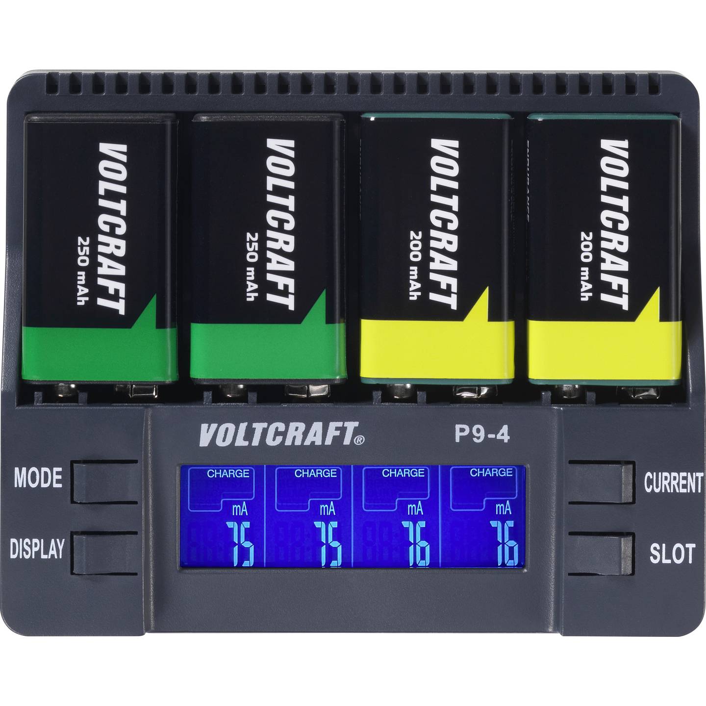 VOLTCRAFT 9V-BLOCK LADER P9-4 Akku Ladegerät für 9V Blockbatterien 500mA - 4016139164199