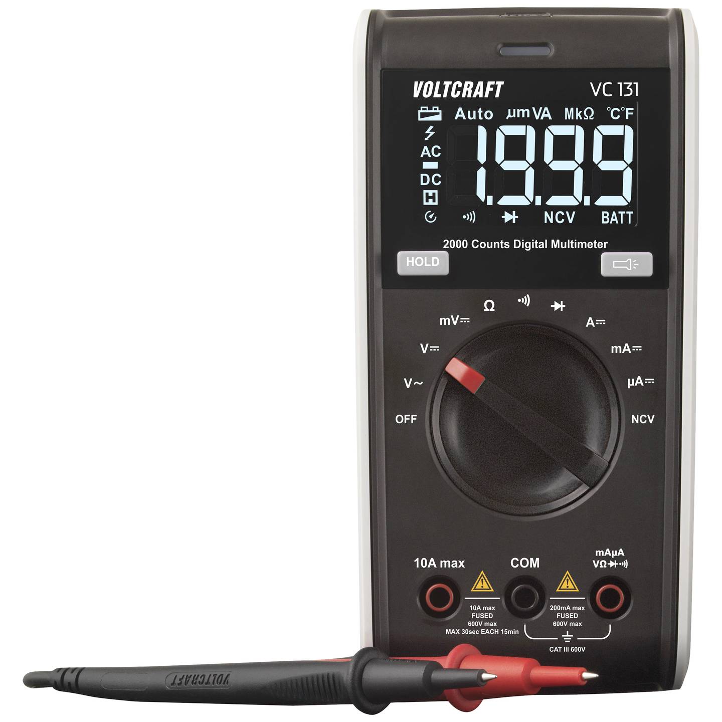 Voltcraft Hand-Multimeter VC131 digital CAT III 600V Messgerät 2000 Counts 262g - 4064161193359