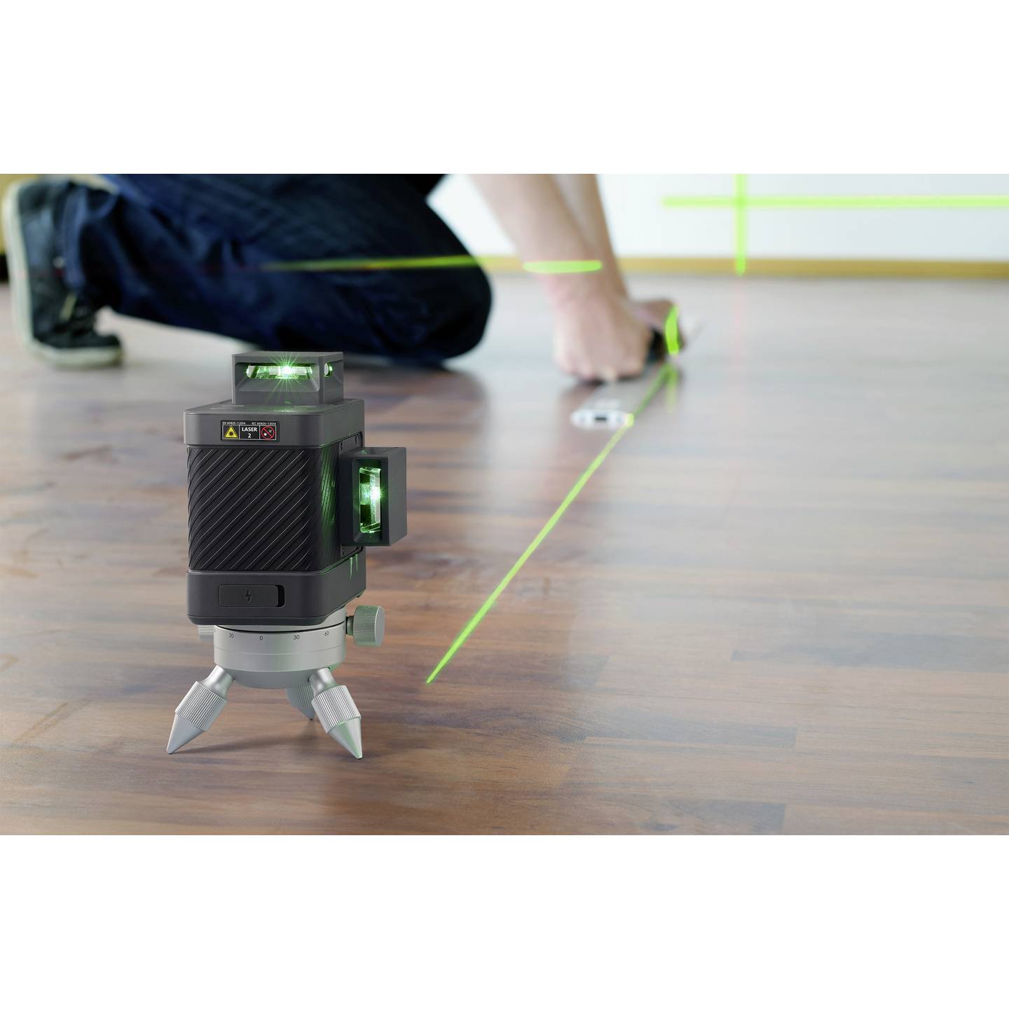 HOTO Kreuzlinienlaser Linienlaser QWFGJ002 Grün Laser Messgerät Reichweite 30 m - 6974370801489