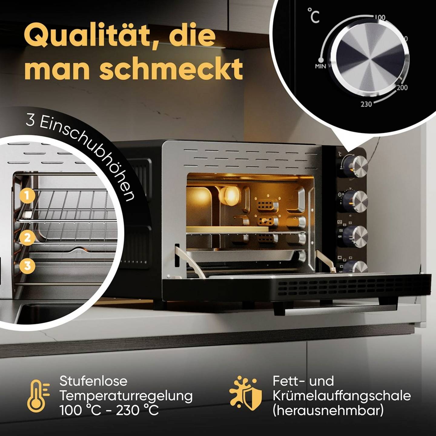 Profi Cook Minibackofen PC-MBG 1277 Multifunktion Umluftfunktion 30L schwarz - 4006160127713