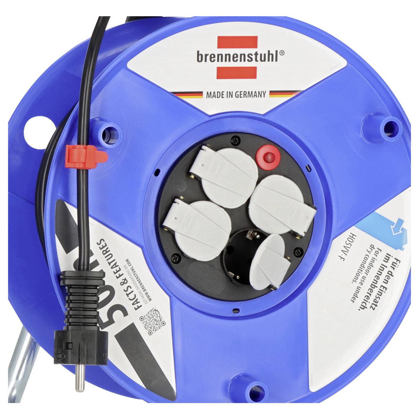 Brennenstuhl Kabeltrommel 50m Schutzkontakt-Stecker 4-fach Verlängerung schwarz - 4007123005345