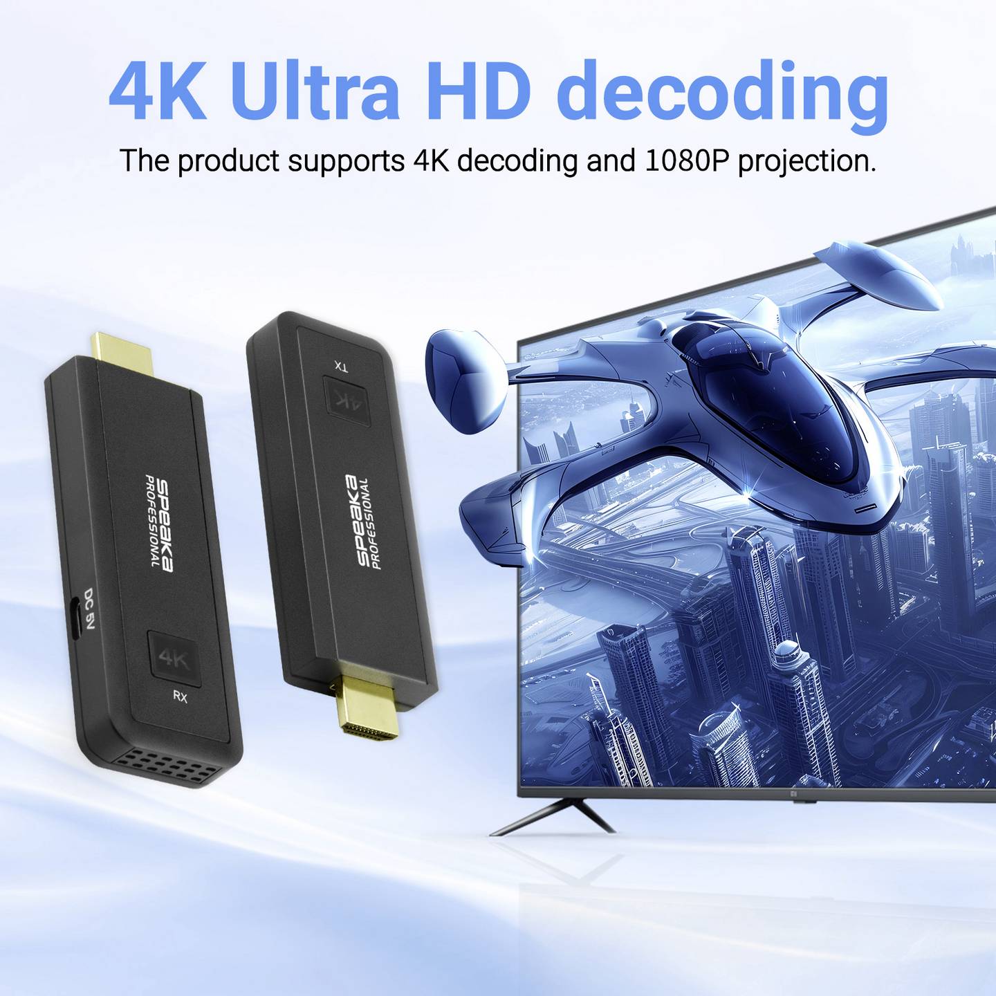 SpeaKa Professional HDMI Funkübertragung 50m 4K 3840x2160 Pixel schwarz Set - 4064161336183