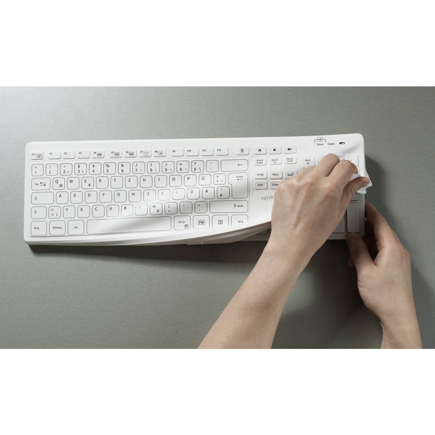 Renkforce Hygiene-Tastatur RF-WRK-300 Kabellos Spritzwassergeschützt Weiß - 4064161336985