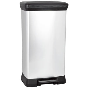 B-Ware Curver Mülleimer Deco Bin Metallic 50l Abfallbehälter Silber Schwarz 390x720mm