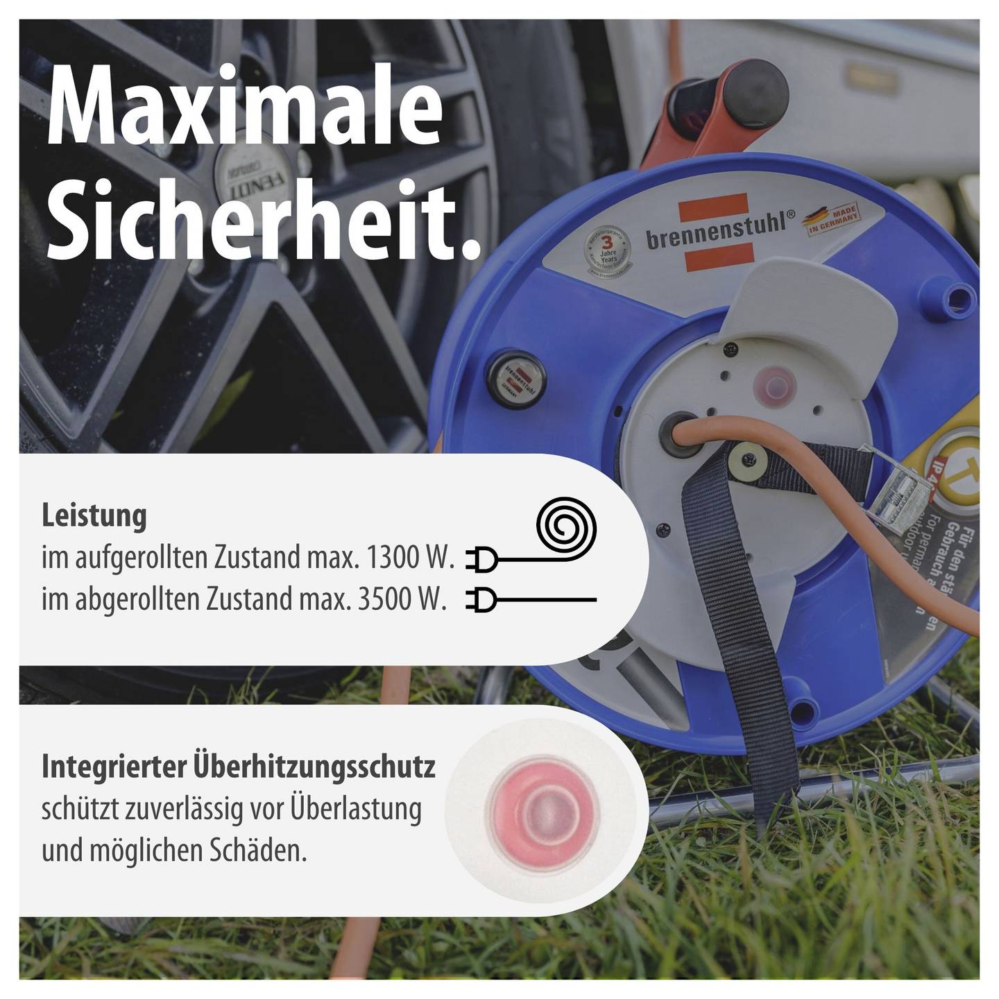 Brennenstuhl Camping-Kabeltrommel 25m CEE-Stecker 16A 3polig IP44 orange tragbar - 4007123673797