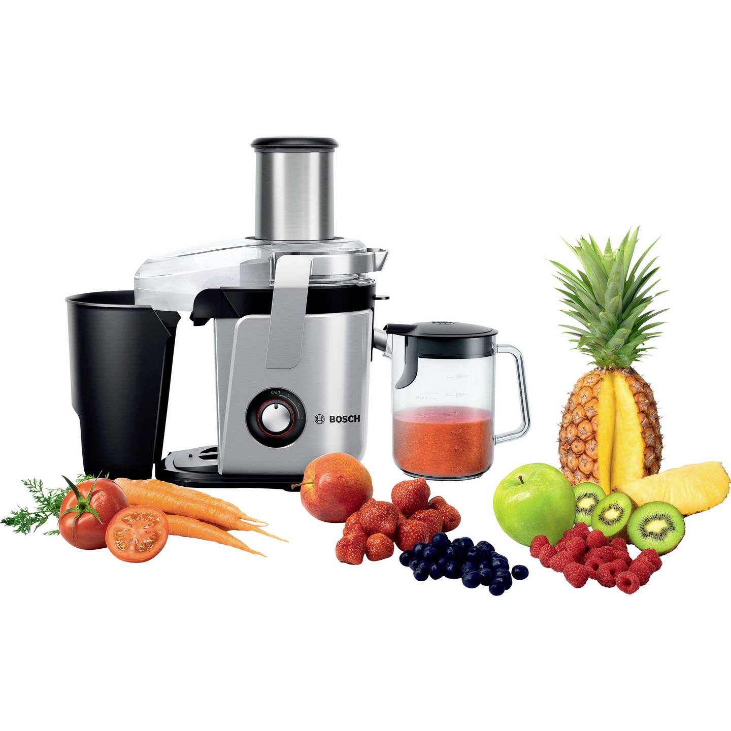 Bosch Entsafter MES4010 1200W Saftpresse Küchenmaschine Silber 3l effizient - 4242002770062