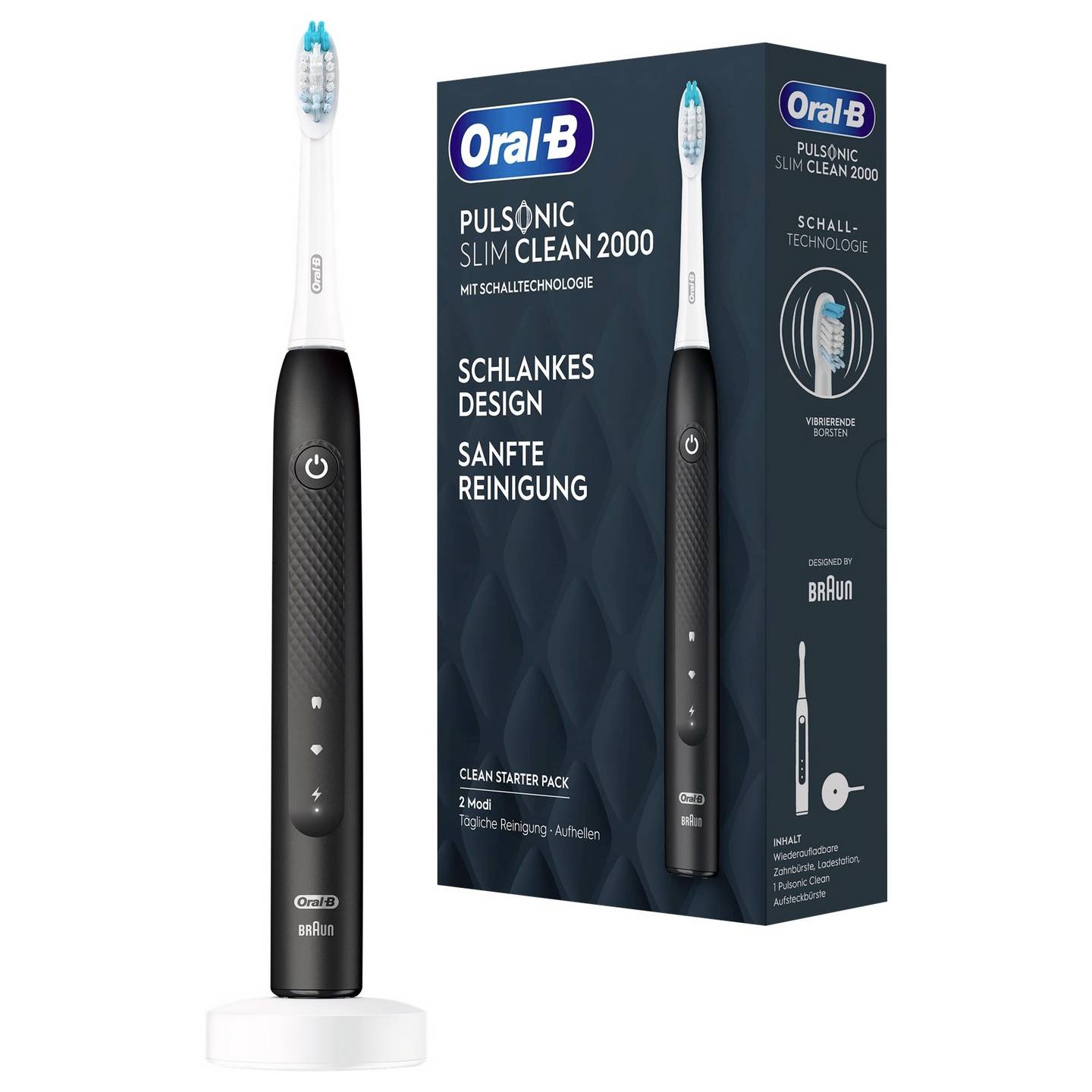 Oral-B elektrische Zahnbürste Pulsonic Slim Clean 2000 schwarz 39.000 Bewegungen - 4210201396208