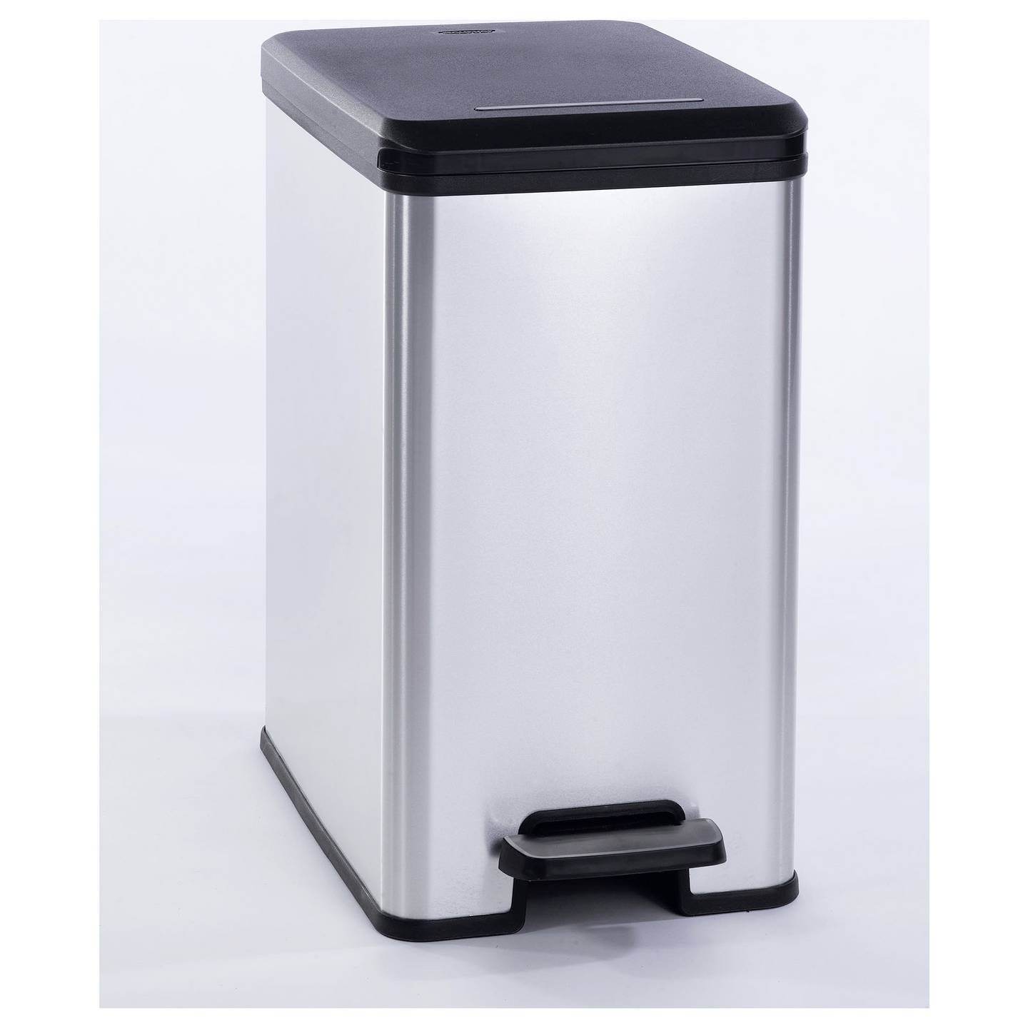 Curver Mülleimer Abfalleimer 25l Silber Schwarz Pedal Mülleimer 250x450x420mm - 3253922339001
