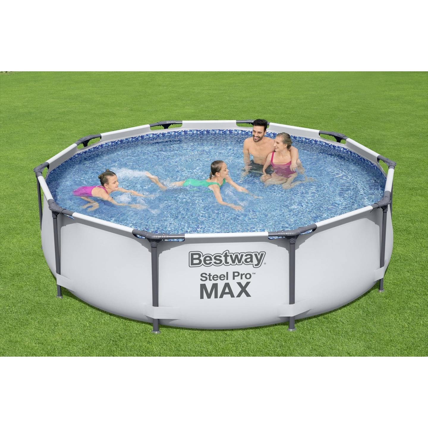 Bestway Swimmingpool Set Steel Pro MAX 305x76cm Rund Pool mit Filterpumpe grau - 6942138981841