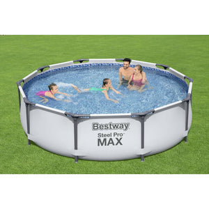 B-Ware Bestway Swimmingpool Set Steel Pro MAX 305x76cm Rund Pool mit Filterpumpe grau
