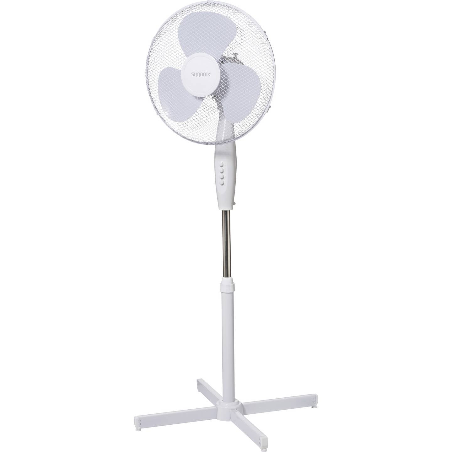 Sygonix Standventilator Ventilator Oszillierend Höhenverstellbar 50W Weiß Ø600mm - 4064161389530