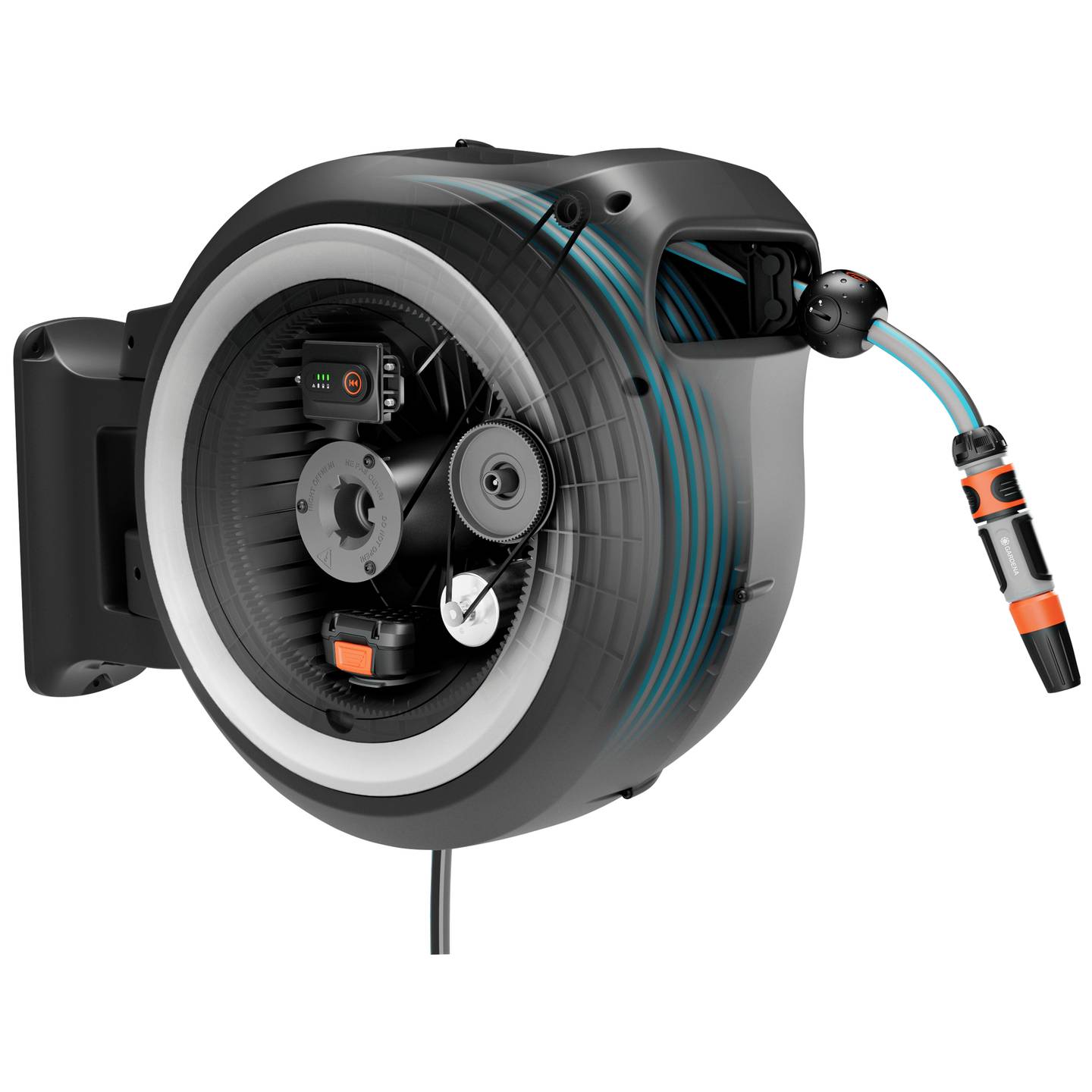 Gardena Akku-Wand-Schlauchbox PowerRoll XL 35m Schlauchbox mit Akku 18V Power - 4066407002418