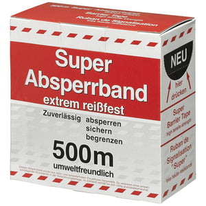 B-Ware KWB Absperrband rot-weiß 500m Sicherheitsband 80mm Handlauf Absperrung 80mm