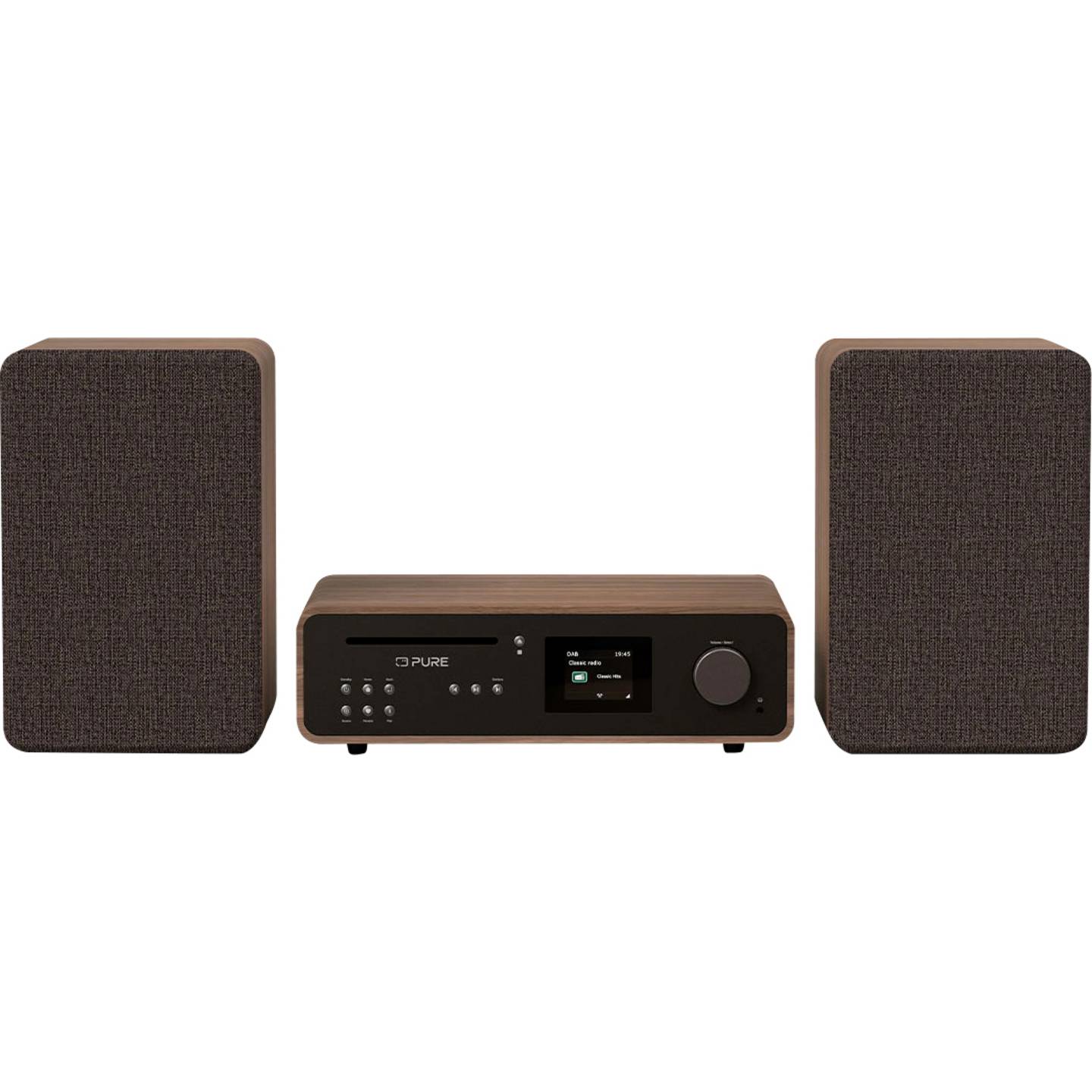Pure Retro Stereoanlage Schwarz Walnuss DAB Bluetooth 50W Heim-Audio-Mikrosystem - 0759454301309