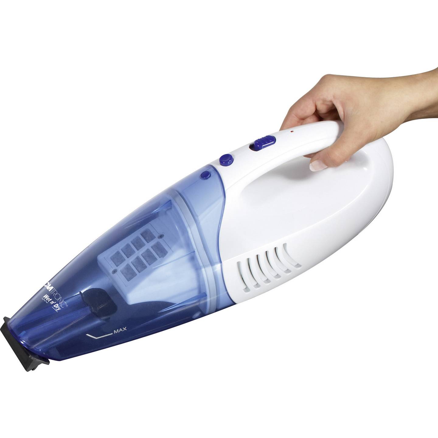 CLATRONIC AKS 828 Akku-Handstaubsauger Nass-/Trockensauger Blau Weiß - 4006160810523