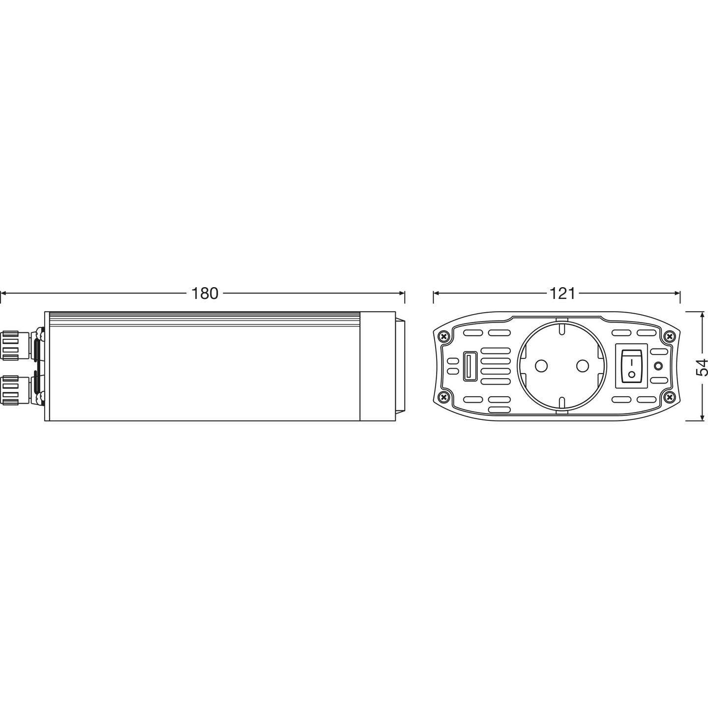 OSRAM POWERinvert 300W Wechselrichter 12V DC auf 230V AC mit Schutzfunktionen - 4062172406598