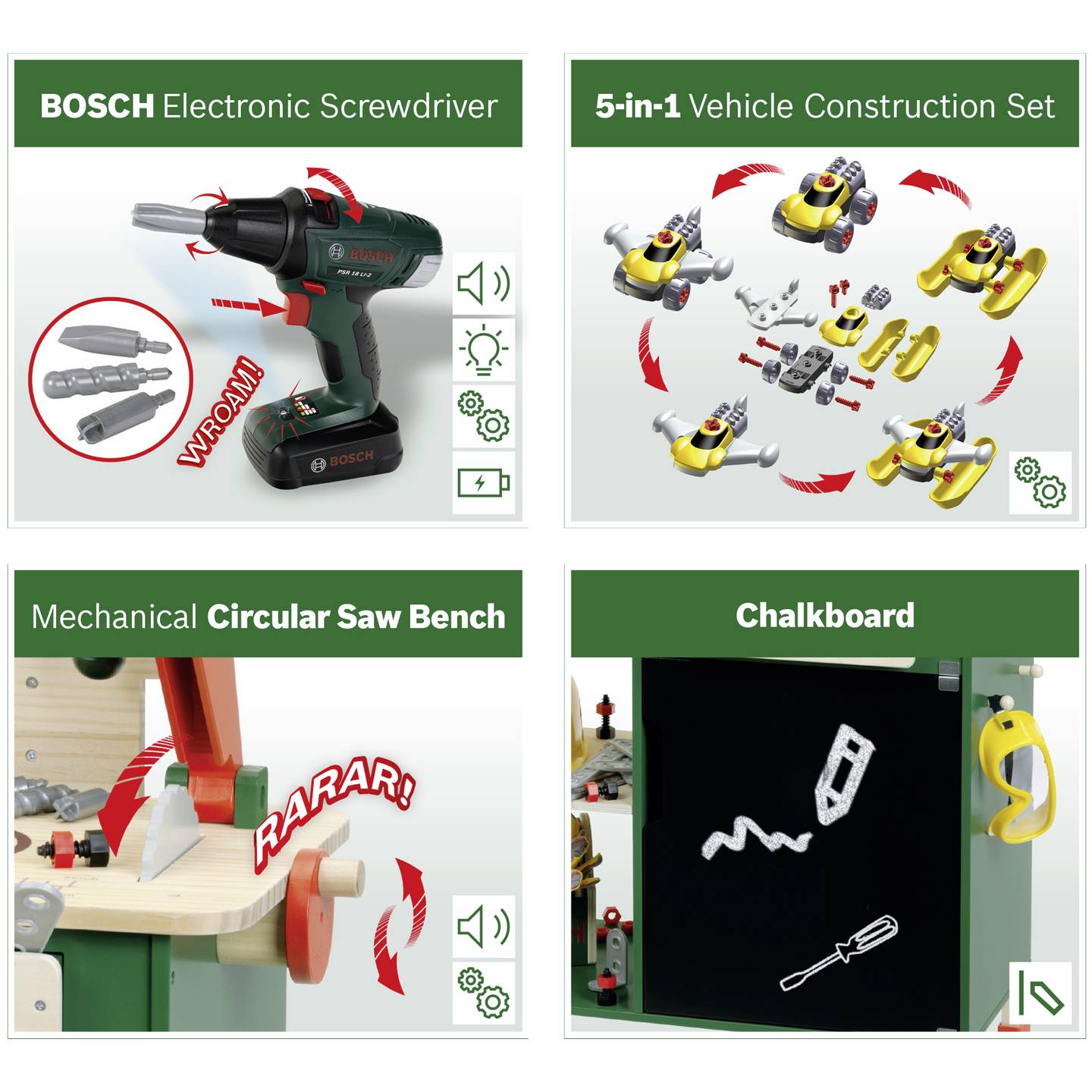 Klein Theo Werkbank Spieltisch Bosch Holzwerkbank Zubehör Werkstatt Spielzeug - 4009847087348