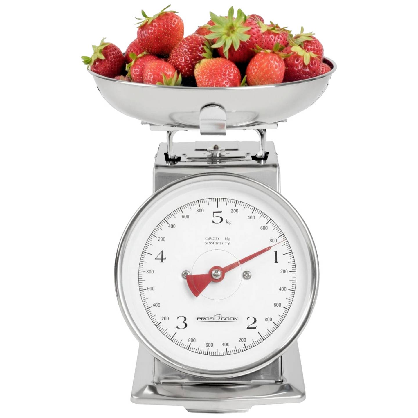 Profi Cook Küchenwaage analog Edelstahl 5kg mit Messschale 260x206x255mm 1340g - 4006160124705