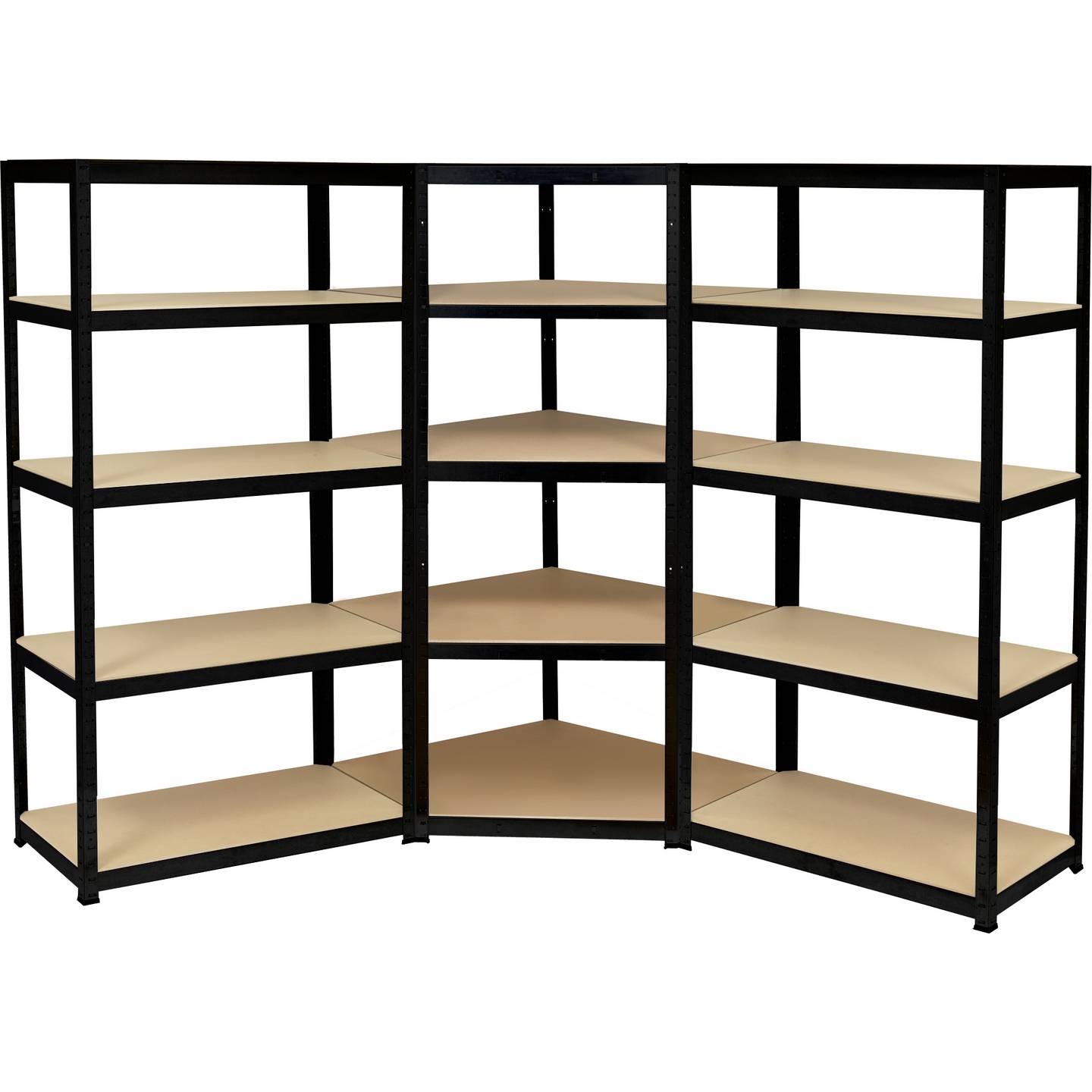 Toolcraft Lagerregal-Eckmodul Metall schwarz 70x70cm 5 Böden 175kg belastbar - 4064161293578