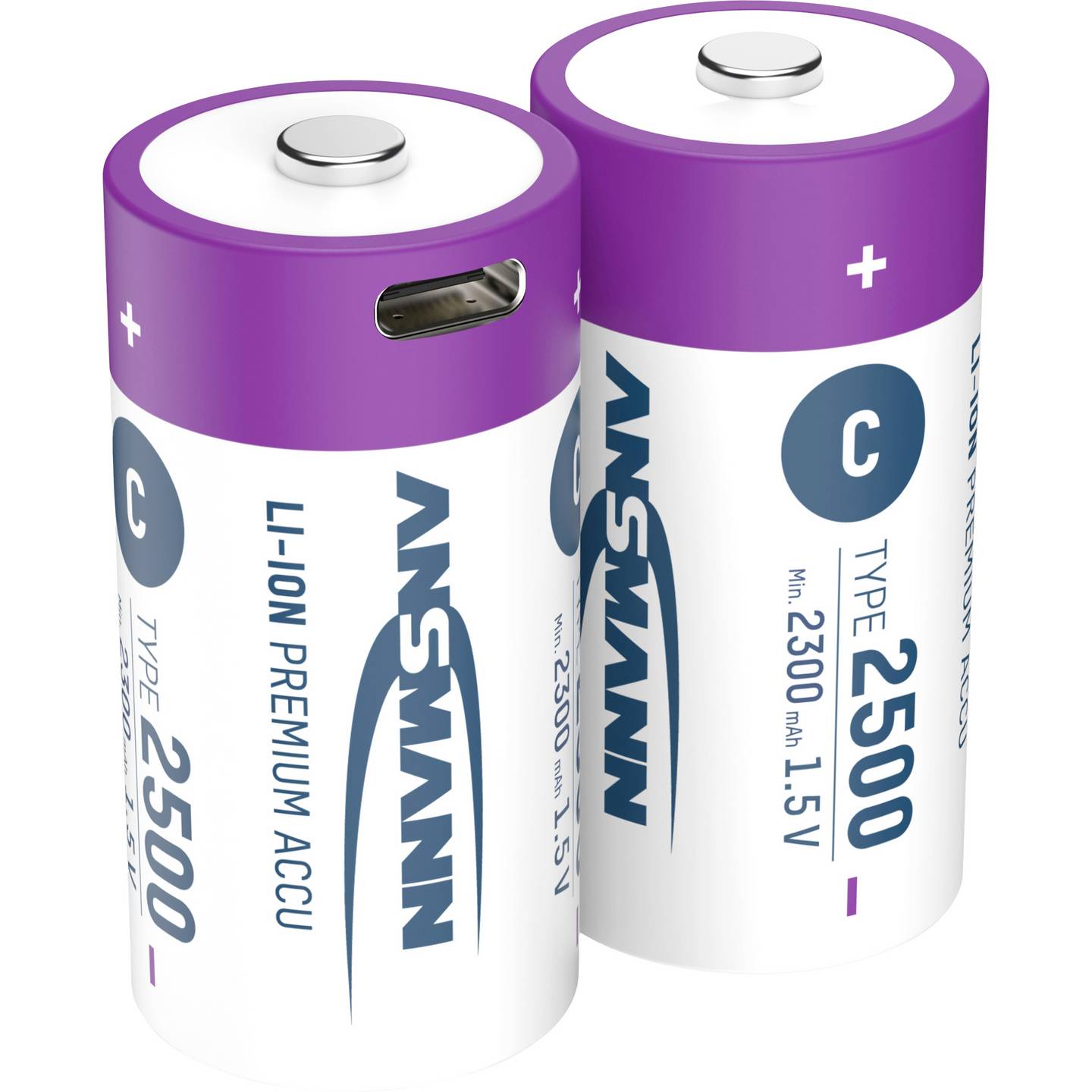 Ansmann Baby Akku HR14 Li-Ion USB-C Akku Batterie 2500 mAh 1,5V Kabel 2er-Set - 4013674193981