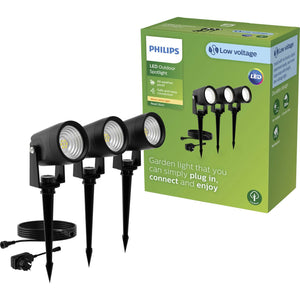 D-Ware Philips LED Außenstandleuchte Gartenleuchte Reuel LED warmweiß schwarz 2700K 3er