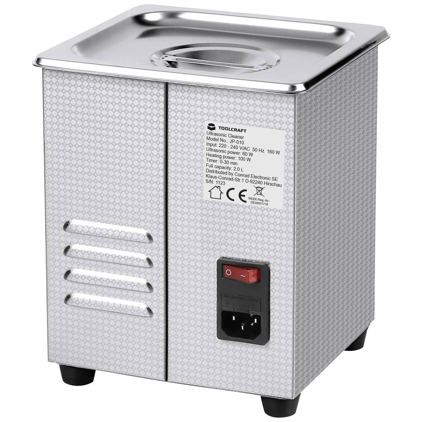 Toolcraft Ultraschallreiniger USC-200 Schmuckreiniger Heizung 160W Edelstahlkorb - 4064161294117