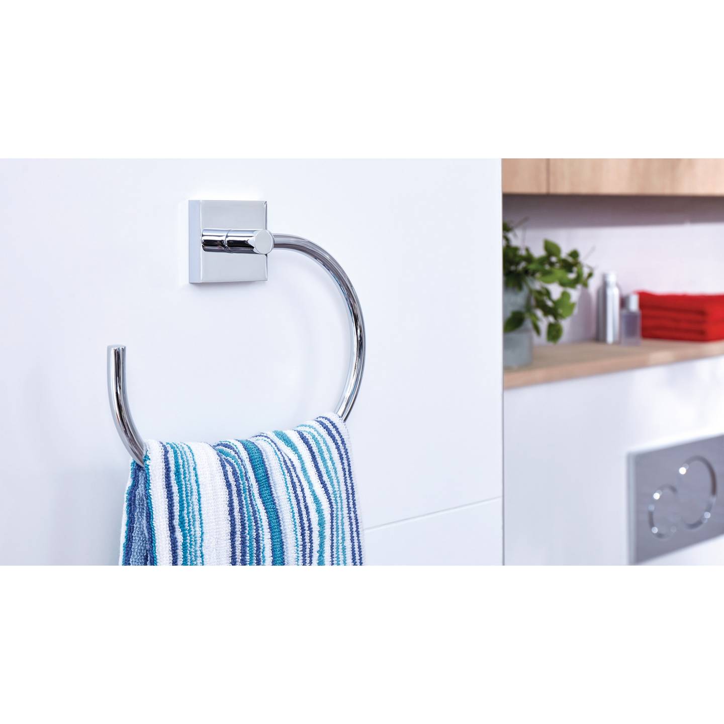 Tesa Handtuchring Metall Klebstoff Chrom Badezimmer Handtuchhalter elegant 78 - 4042448447494