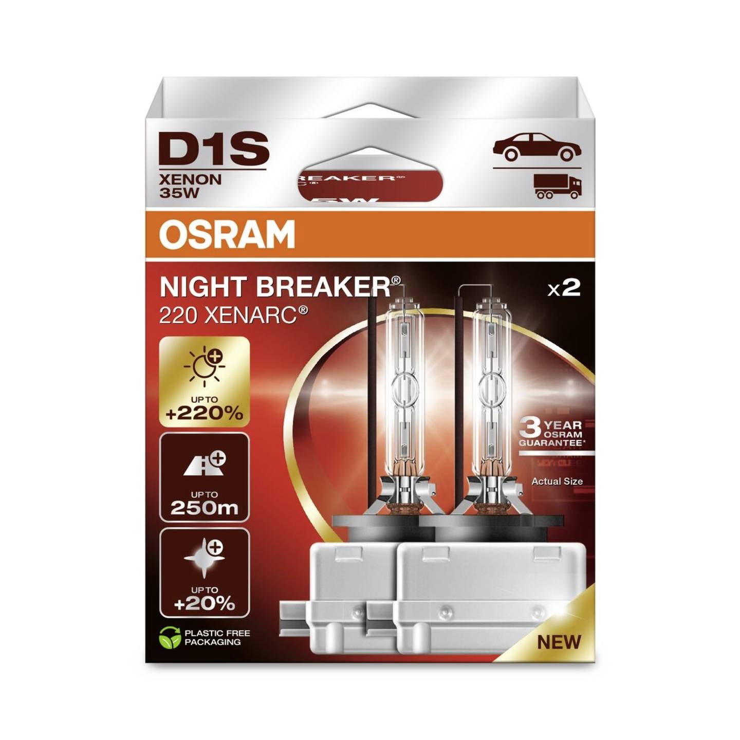 OSRAM Night Breaker 200 Xenon Leuchtmittel D1S 35W 85V 2 St. PK32d-2 - 4062172397735