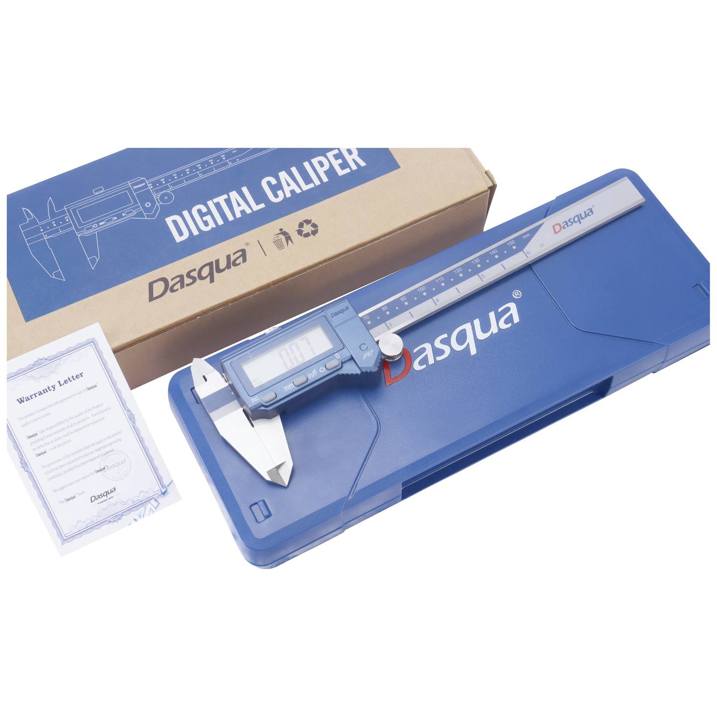 Dasqua Digitalmessschieber Edelstahl IP67 DIN EN 862 150mm 0,01mm 1 St. - 4064161307114